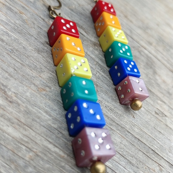 Handmade for Earthlings Jewelry - 🌈HP🌈Handmade Lucky Roll of the Dice Earrings🌈